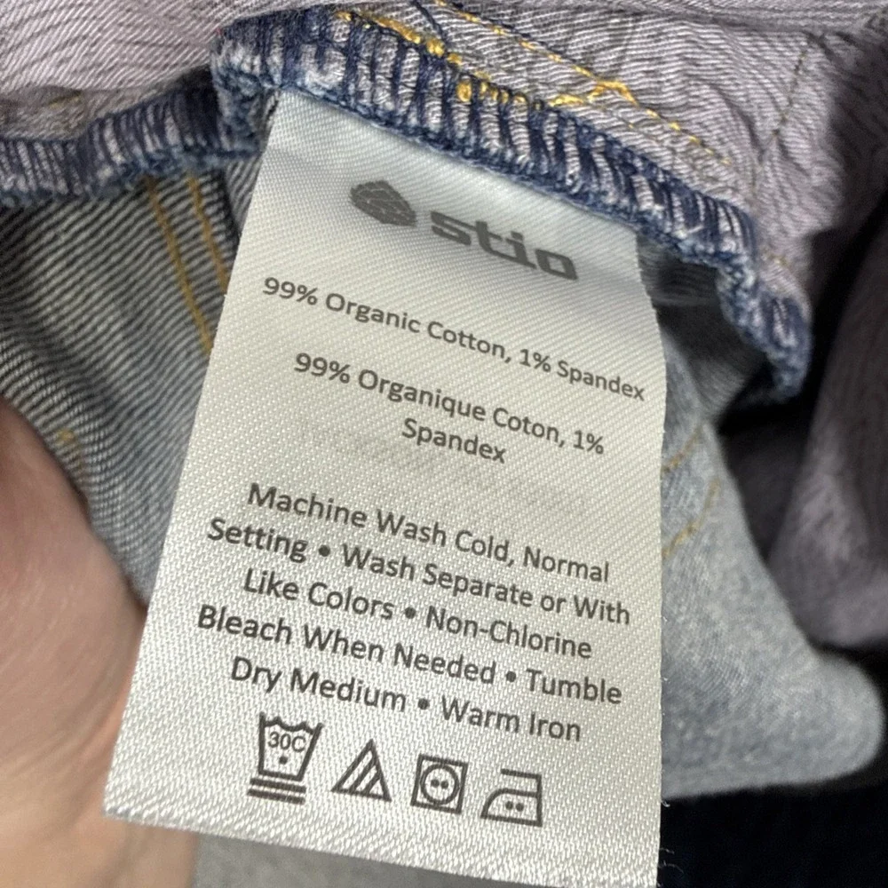Stio Jeans Men 33 S (fit 34x30) Blue Rivet Straight Fit Dark Wash Organic Cotton